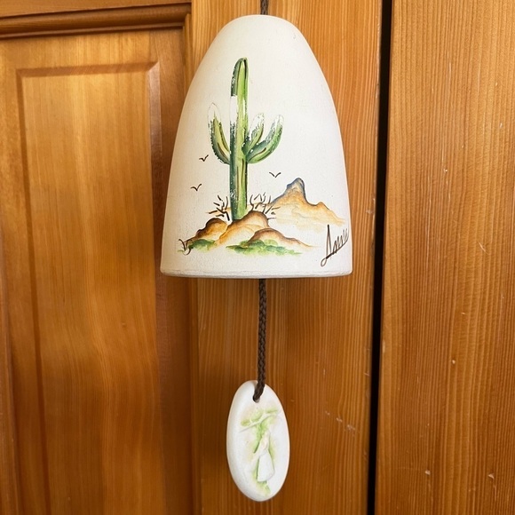 Sandstone Creations Bell Wind Chime Cactus Mountain Handpainted Arizona Vintage - Picture 1 of 11